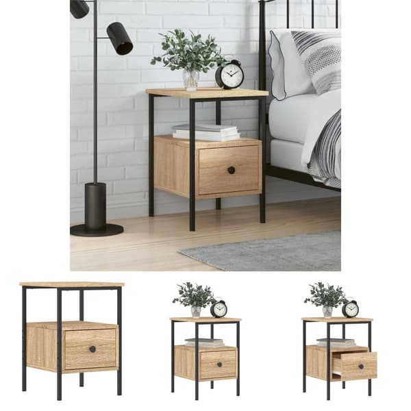 The Living Store Sängbord sonoma-ek 34x36x50 cm konstruerat trä -  Nattduksbord