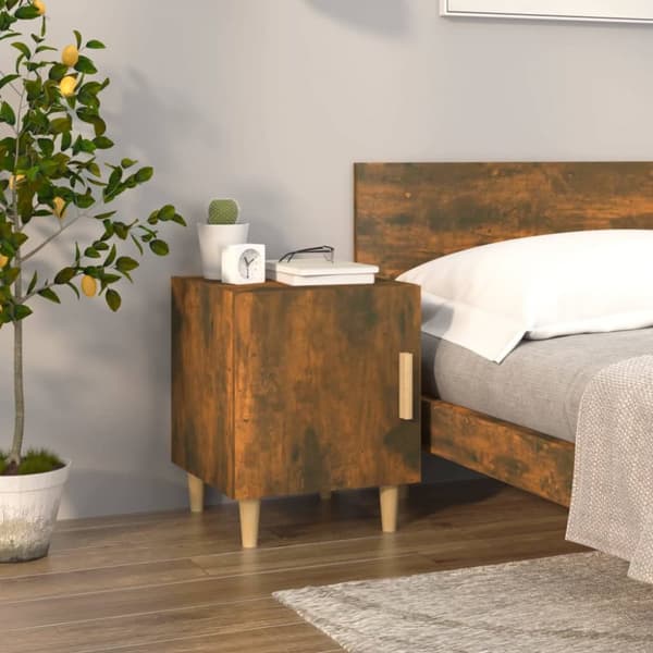 The Living Store Sängbord 2 st rökfärgad ek konstruerat trä - Nattduksbord