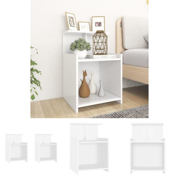 The Living Store sengeborde 2 stk. spånplade 40x35x60 cm hvid - Natborde