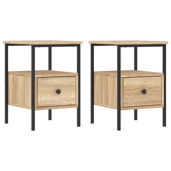 The Living Store sengeborde 2 stk. 34x36x50 cm konstrueret træ sonoma-eg - Natborde