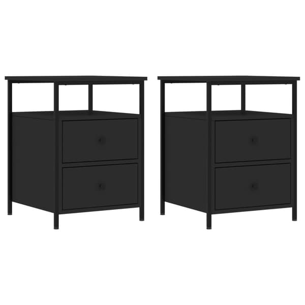 The Living Store sengeborde 2 stk. 44x45x60 cm konstrueret træ sort - Natborde