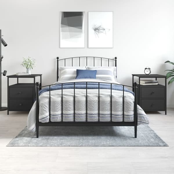 The Living Store sengeborde 2 stk. 44x45x60 cm konstrueret træ sort -  Natborde