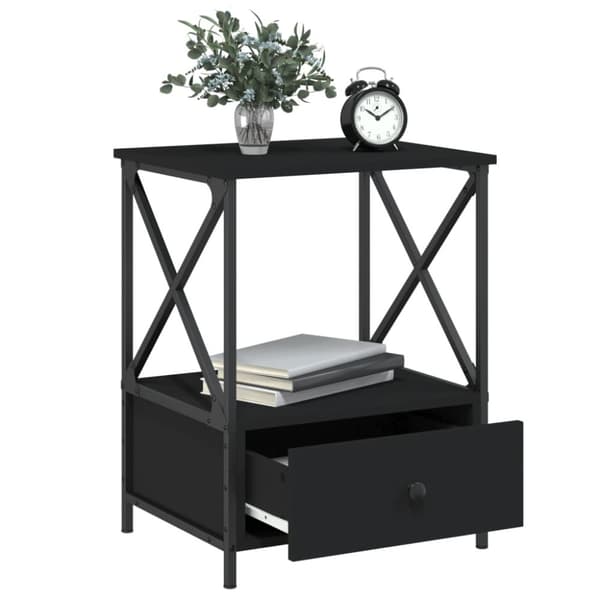 The Living Store Sängbord 2 st svart 50x41x65 cm konstruerat trä - Nattduksbord