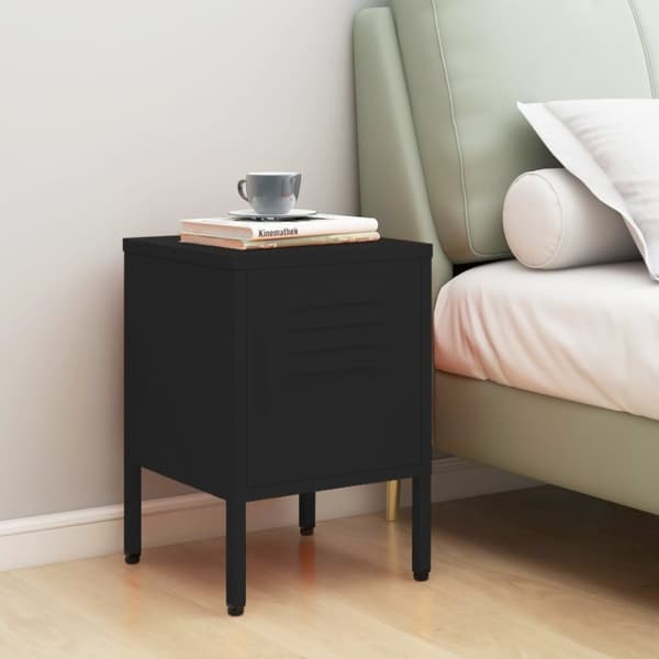 The Living Store natbord 35x35x51 cm stål sort -  Natborde