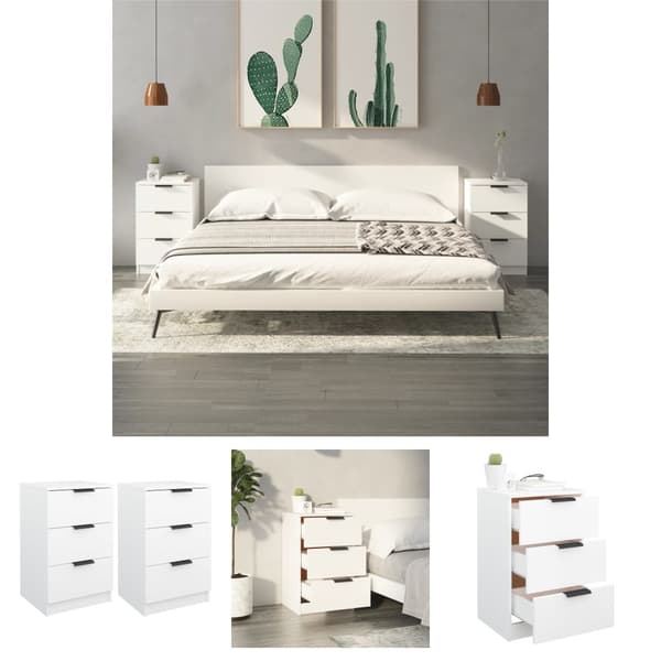 The Living Store Sängbord 2 st vit 40x36x65 cm - Nattduksbord