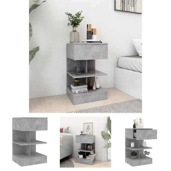 The Living Store Yöpöytä betoninharmaa 40x35x65 cm tekninen puu -  Yöpöydät