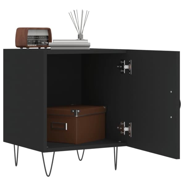 The Living Store sengeborde 2 stk. 40x40x50 cm konstrueret træ sort - Natborde