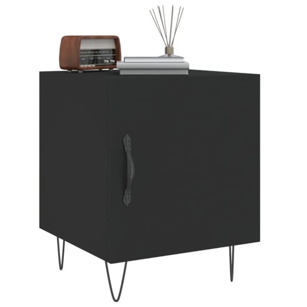 The Living Store sengeborde 2 stk. 40x40x50 cm konstrueret træ sort - Natborde