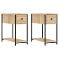 Miniatyrbillede 3 af 11: The Living Store sengeborde 2 stk. 30x60x60 cm konstrueret træ sonoma-eg -  Natborde
