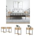 Miniatyrbillede 1 af 11: The Living Store sengeborde 2 stk. 30x60x60 cm konstrueret træ sonoma-eg -  Natborde
