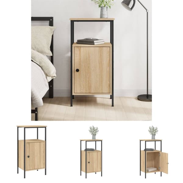 The Living Store sengebord 41x31x80 cm konstrueret træ sonoma-eg - Natborde