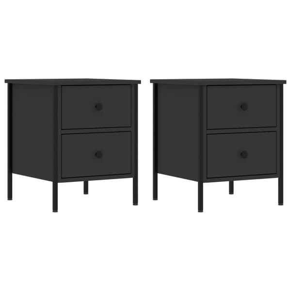 The Living Store sengeborde 2 stk. 40x42x50 cm konstrueret træ sort - Natborde