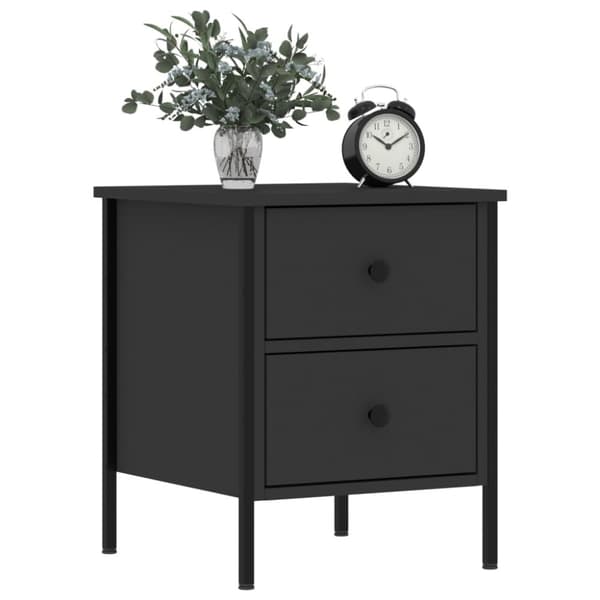 The Living Store sengeborde 2 stk. 40x42x50 cm konstrueret træ sort - Natborde