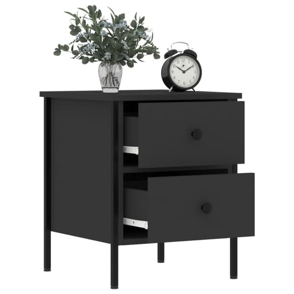 The Living Store sengeborde 2 stk. 40x42x50 cm konstrueret træ sort - Natborde