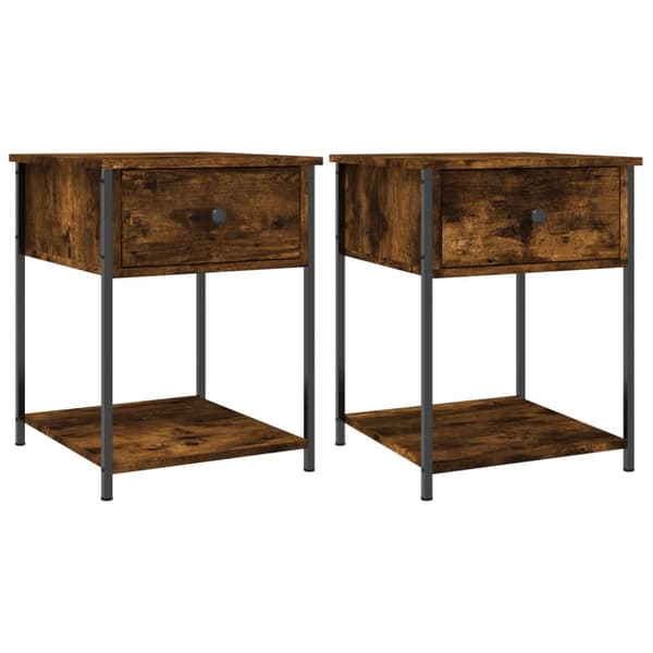 The Living Store sengeborde 2 stk. 44x45x58 cm røget egetræsfarve -  Natborde
