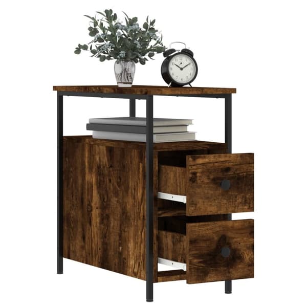 The Living Store Yöpöydät 2 kpl savutammi 30x60x60 cm tekninen puu - Yöpöydät