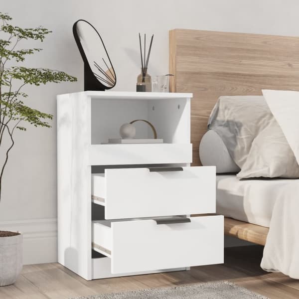 The Living Store Sängbord vit konstruerat trä - Nattduksbord