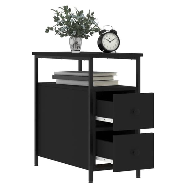 The Living Store sengebord 30x60x60 cm konstrueret træ sort - Natborde
