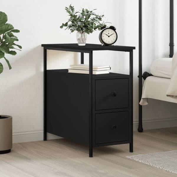 The Living Store sengebord 30x60x60 cm konstrueret træ sort - Natborde