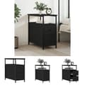 Miniatyrbillede 1 af 11: The Living Store sengebord 30x60x60 cm konstrueret træ sort -  Natborde