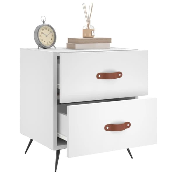 The Living Store Sängbord 2 st vit 40x35x47,5 cm konstruerat trä - Nattduksbord