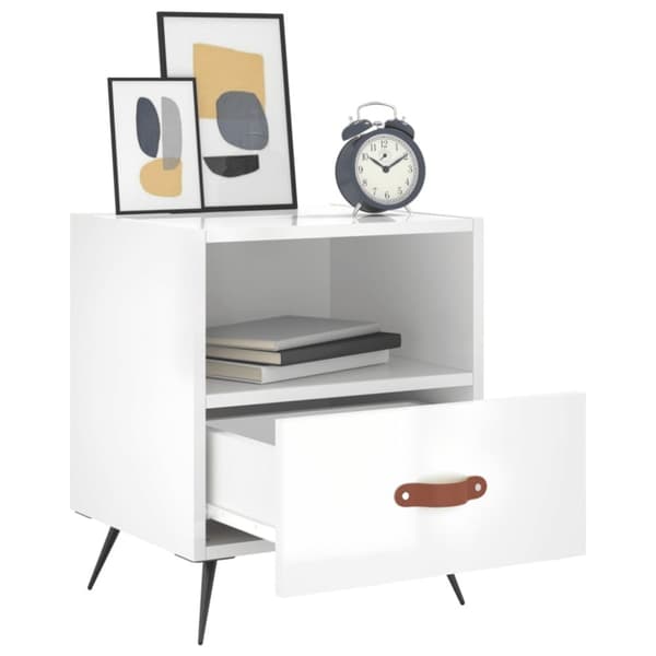 The Living Store sengeborde 2 stk. 40x35x47,5 cm konstrueret træ hvid højglans -  Natborde