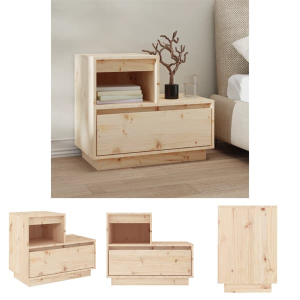 The Living Store Yöpöytä 60x34x51 cm täysi mänty - Yöpöydät