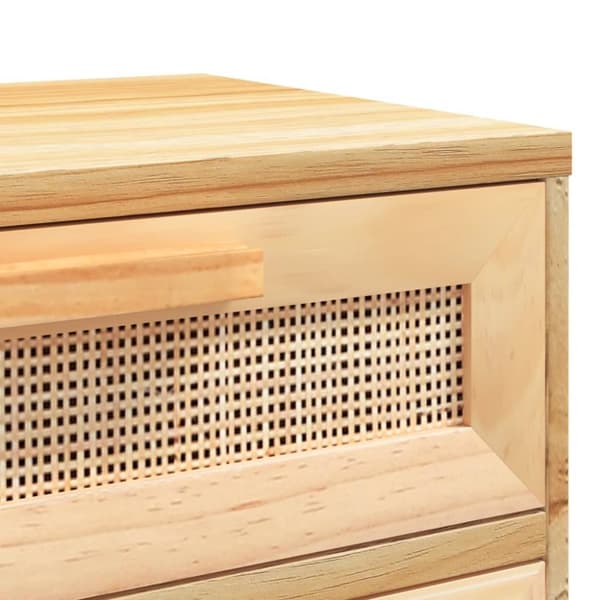The Living Store sengeborde 2 stk. massivt fyrretræ og naturlig rattan brun -  Natborde