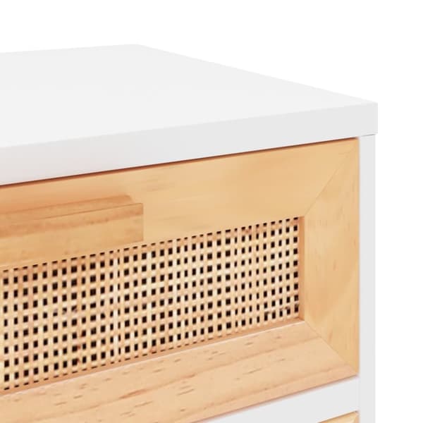 The Living Store sengeborde 2 stk. massivt fyrretræ og naturlig rattan hvid - Natborde