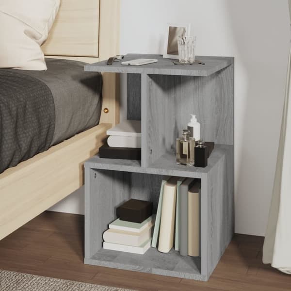 The Living Store sengebord 35x35x55 cm konstrueret træ grå sonoma-eg - Natborde
