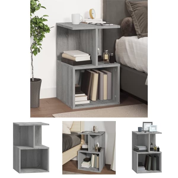The Living Store sengebord 35x35x55 cm konstrueret træ grå sonoma-eg - Natborde