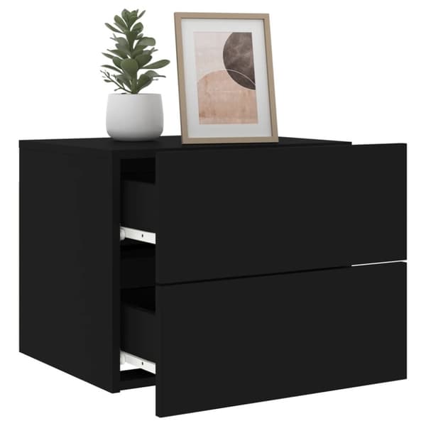 The Living Store væghængte sengeborde 2 stk. med LED-lys sort - Natborde
