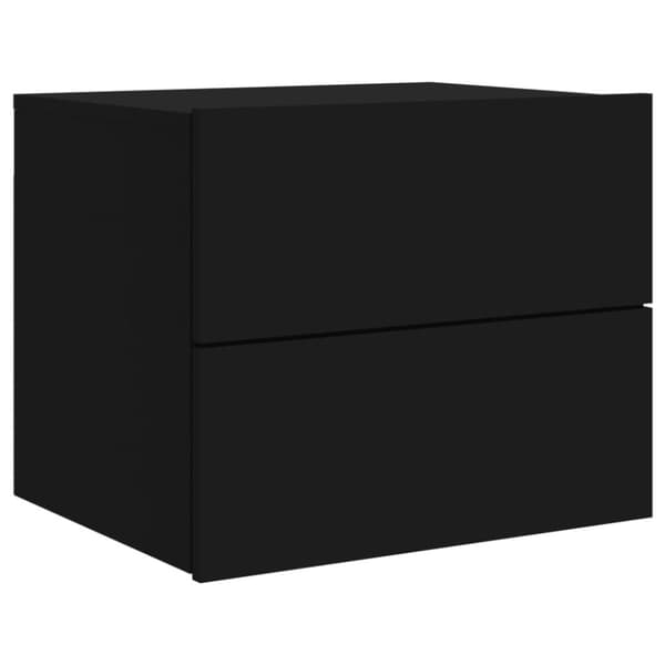 The Living Store væghængte sengeborde 2 stk. med LED-lys sort - Natborde