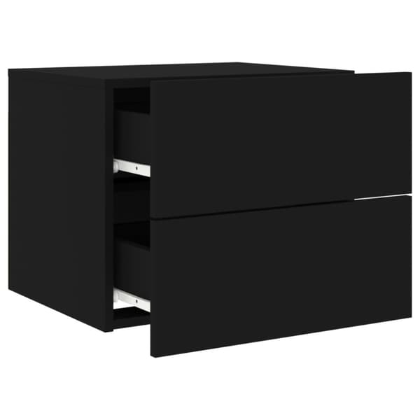 The Living Store væghængte sengeborde 2 stk. med LED-lys sort - Natborde