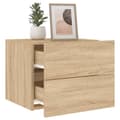 Miniatyrbild 5 av 11: The Living Store Väggmonterade sängbord med LED-lampor 2 st sonoma-ek -  Nattduksbord