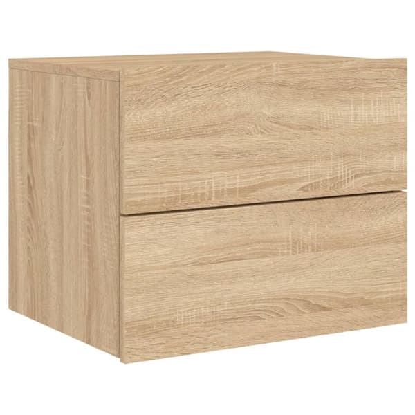 The Living Store Väggmonterade sängbord med LED-lampor 2 st sonoma-ek -  Nattduksbord