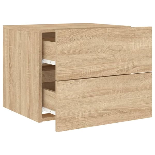The Living Store Väggmonterade sängbord med LED-lampor 2 st sonoma-ek -  Nattduksbord