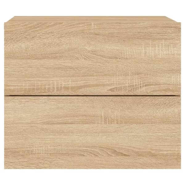 The Living Store Väggmonterade sängbord med LED-lampor 2 st sonoma-ek -  Nattduksbord