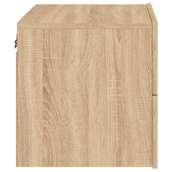 The Living Store Väggmonterade sängbord med LED-lampor 2 st sonoma-ek -  Nattduksbord