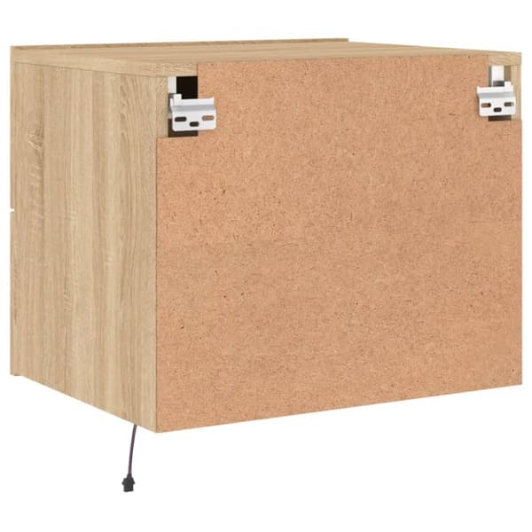 The Living Store Väggmonterade sängbord med LED-lampor 2 st sonoma-ek -  Nattduksbord