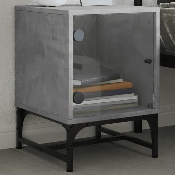 The Living Store sengeborde 2 stk. med glaslåger 35x37x50 cm betongrå - Natborde
