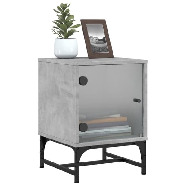 The Living Store sengeborde 2 stk. med glaslåger 35x37x50 cm betongrå - Natborde