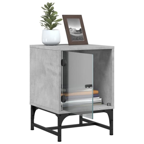 The Living Store sengeborde 2 stk. med glaslåger 35x37x50 cm betongrå -  Natborde