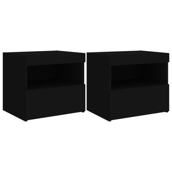 The Living Store Sängbord med LED-lampor 2 st svart 50x40x45 cm - Nattduksbord