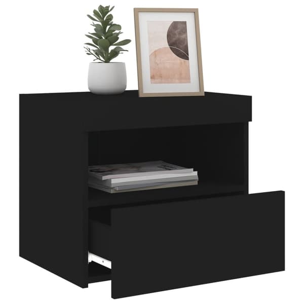 The Living Store Sängbord med LED-lampor 2 st svart 50x40x45 cm - Nattduksbord