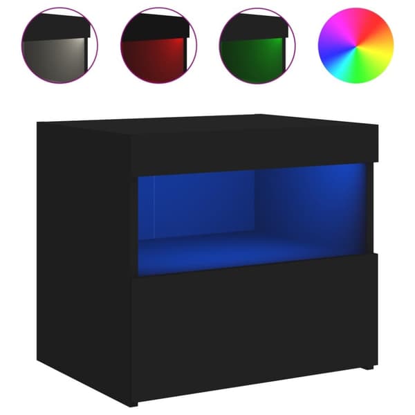 The Living Store Sängbord med LED-lampor 2 st svart 50x40x45 cm - Nattduksbord