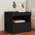 Miniatyrbild 2 av 11: The Living Store Sängbord med LED-lampor 2 st svart 50x40x45 cm -  Nattduksbord