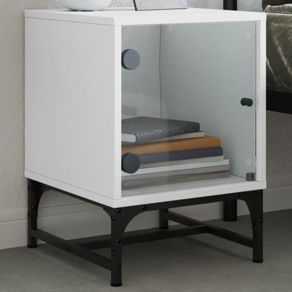 The Living Store sengeborde 2 stk. med glaslåger 35x37x50 cm hvid -  Natborde