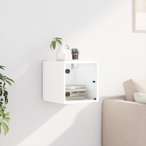 The Living Store sengebord med glaslåger 35x37x35 cm hvid - Natborde