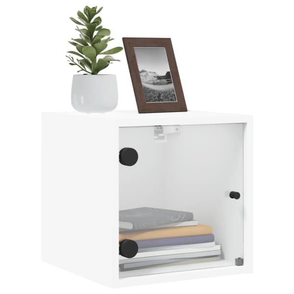 The Living Store sengebord med glaslåger 35x37x35 cm hvid - Natborde